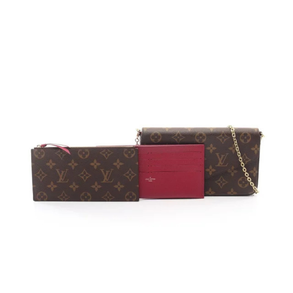 Louis Vuitton Pochette Felicie Monogram Fuschia Pink Shoulder Bag Canvas Brown - Picture 5 of 9